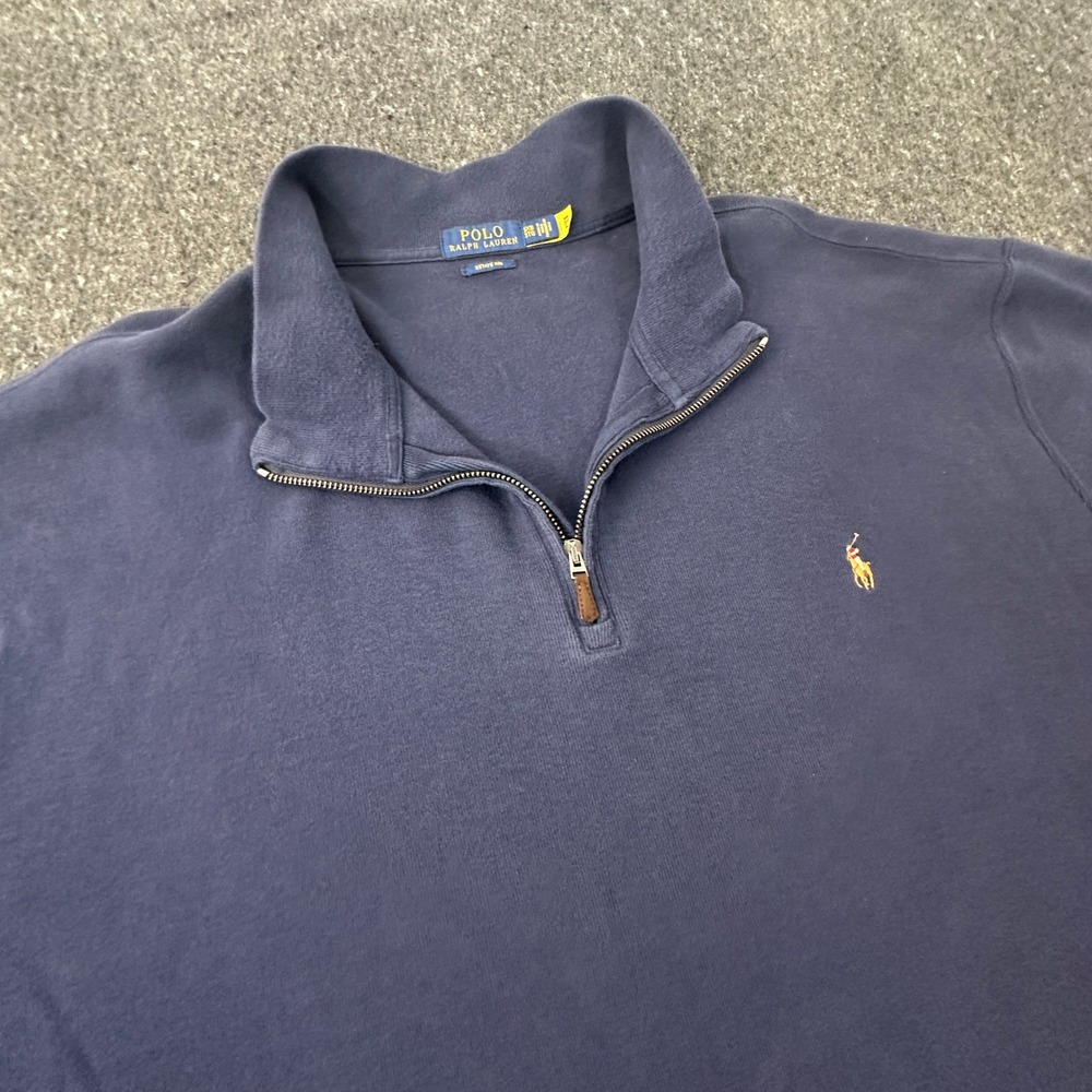 Polo Ralph Lauren Estate Rib Quarter Zip Pullover Sweater Navy Blue Men's 3XB